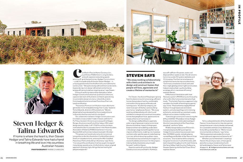 Hedger Constructions News & Media: Passivhaus Premium Home Construction – Interview with Steven Hedger. Grand Designs Australia Magazine